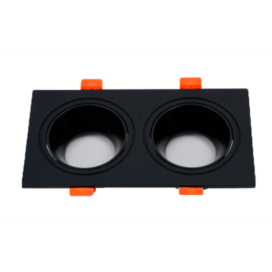 ARO DOWNLIGHT CUADRADO  PARA 2X GU10  75X150 NEGRO/NEGRO