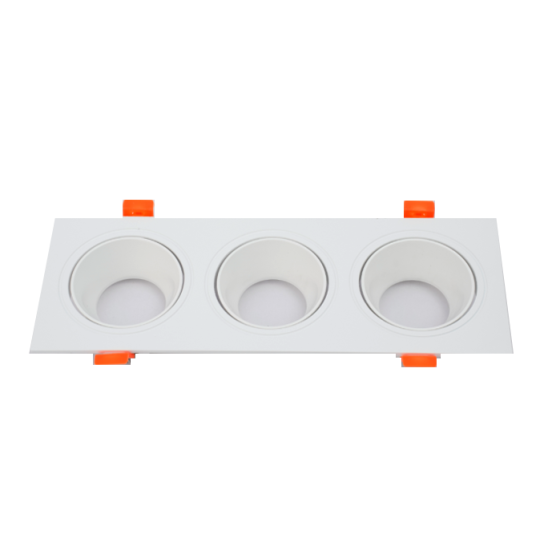 ARO DOWNLIGHT CUADRADO  PARA 3X GU10  75X235 BLANCO/BLANCO
