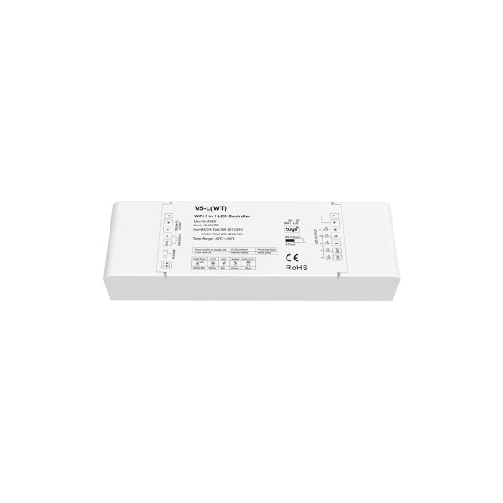 Detalle conexiones controlador Tuya RGB+CCT WiFi RF 2.4GHz
