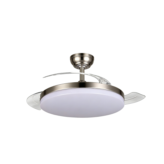 Detalle aspas retráctiles ventilador F9196 níquel control remoto Bluetooth