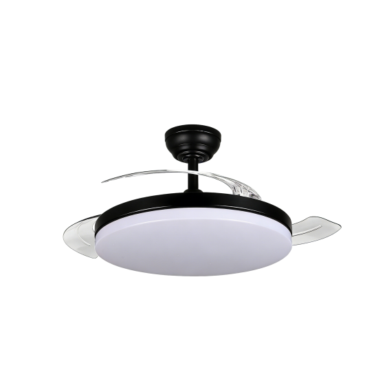 Ventilador techo negro F9197 aspas retractiles luz CCT dimable